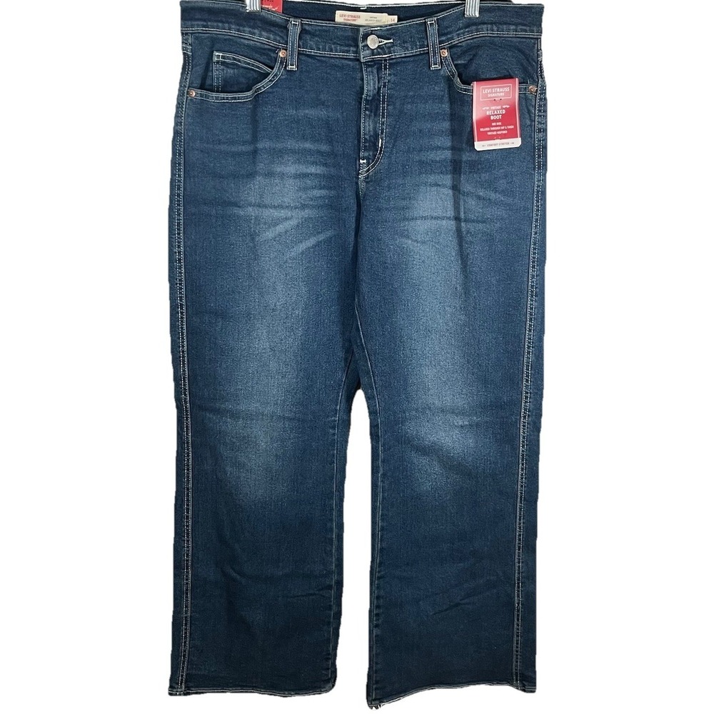Levi‎ Strauss Signature Jeans Womens Size 14 Blue Relaxed Boot Leg Mid Rise  NEW